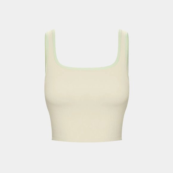 NWT HALARA Ribbed Knit Color Block Backless Cropped Yoga Tank Top - Picture 7 of 12